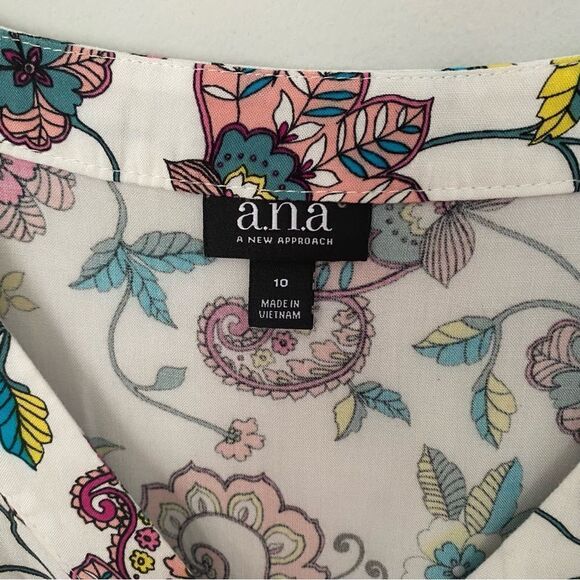 A.N.A. women’s Flutter Sleeve V Neck A Line Midi Floral Dress - Picture 2 of 4